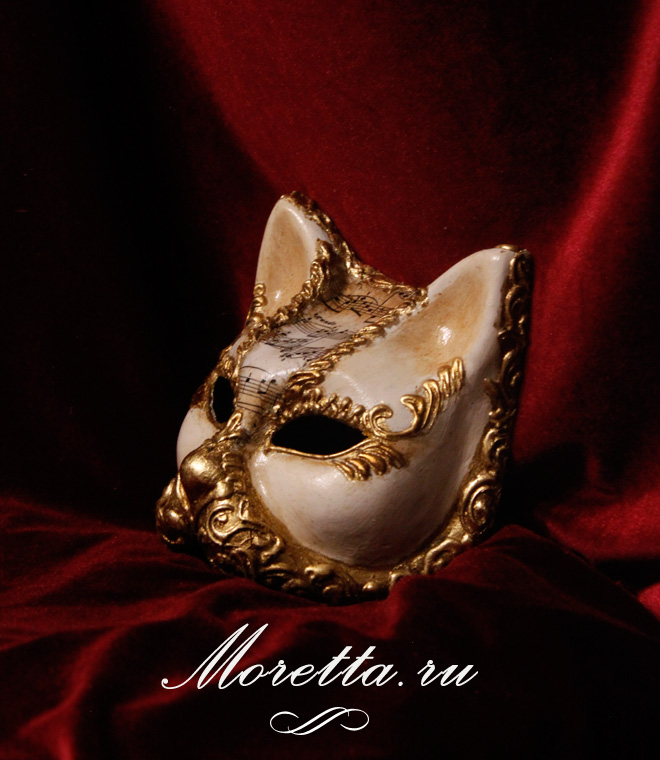 Венецианская маска кот золотой2